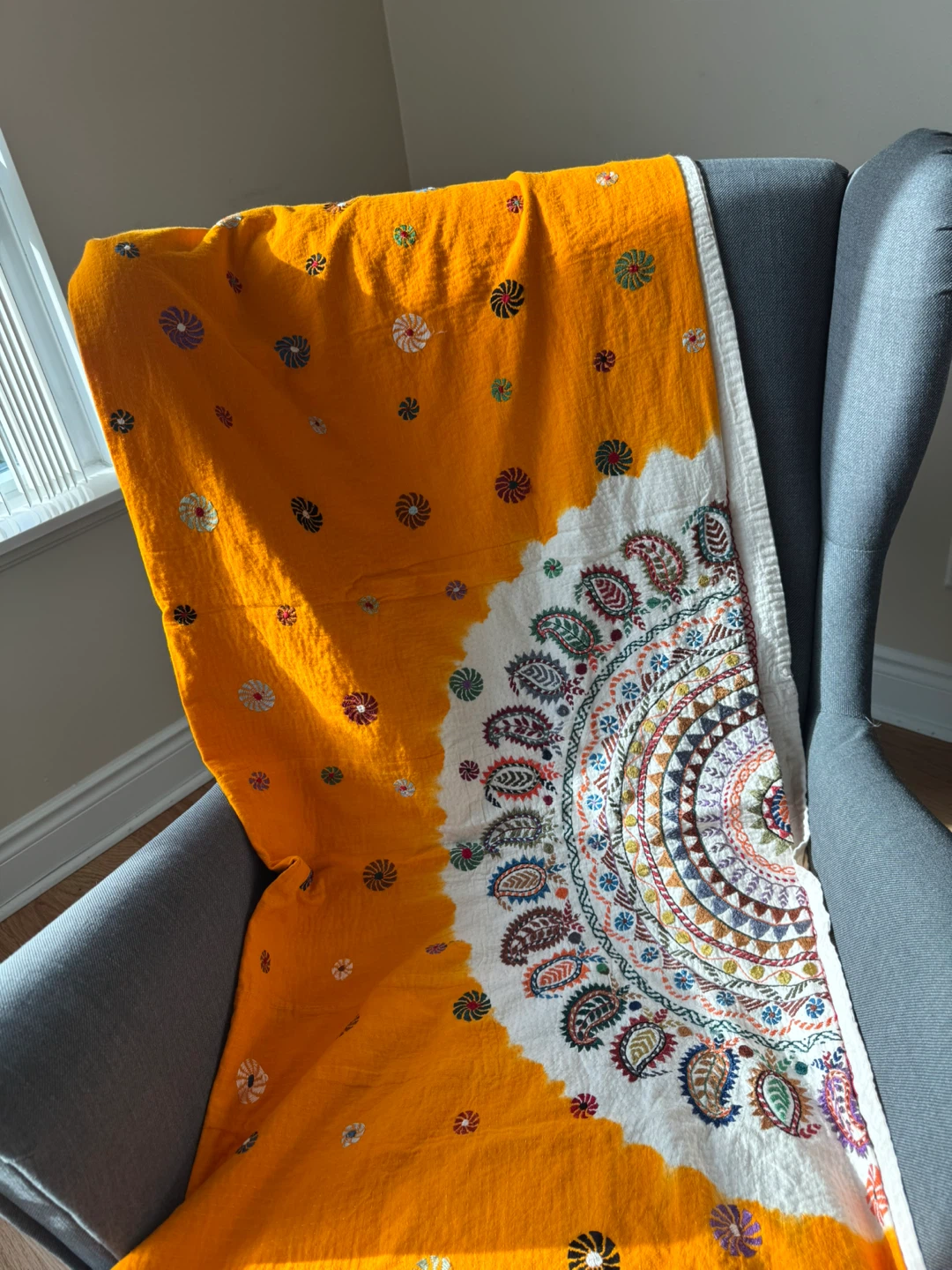 Embroidered Kantha Throw Blanket - photo 4