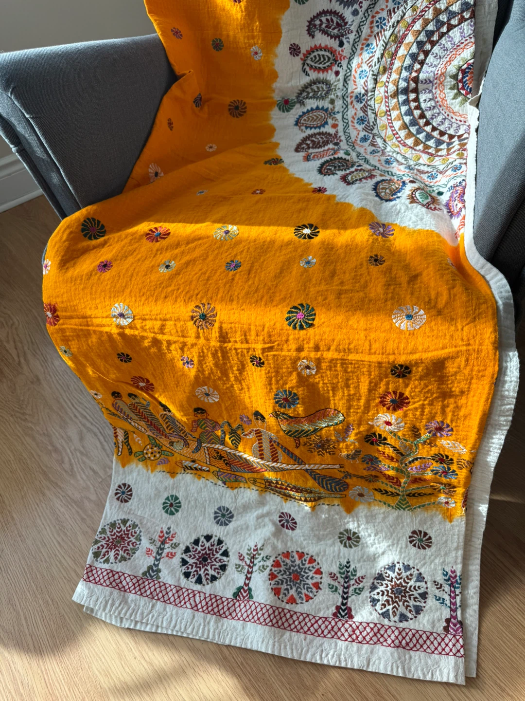 Embroidered Kantha Throw Blanket - photo 3