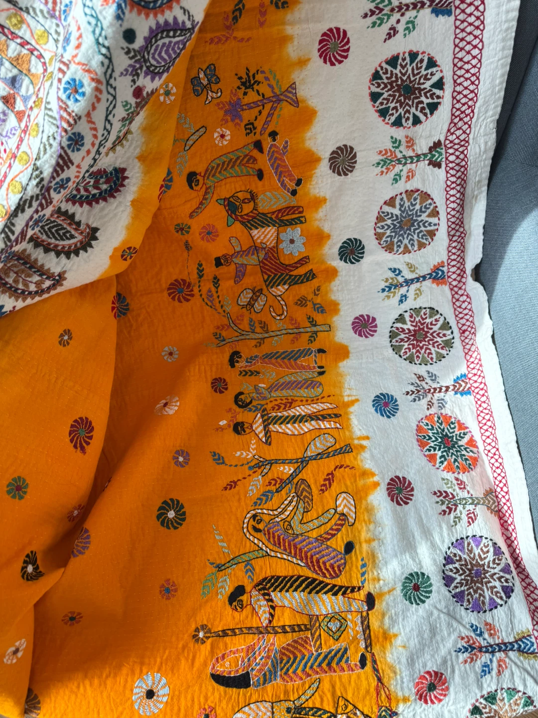 Embroidered Kantha Throw Blanket - photo 2