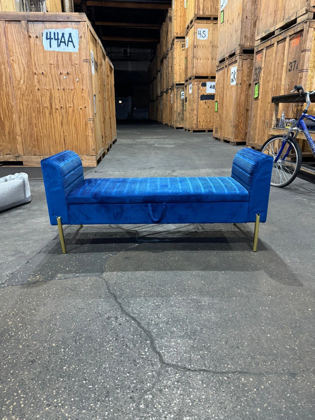 Blue Velvet Storage Bench - photo 4