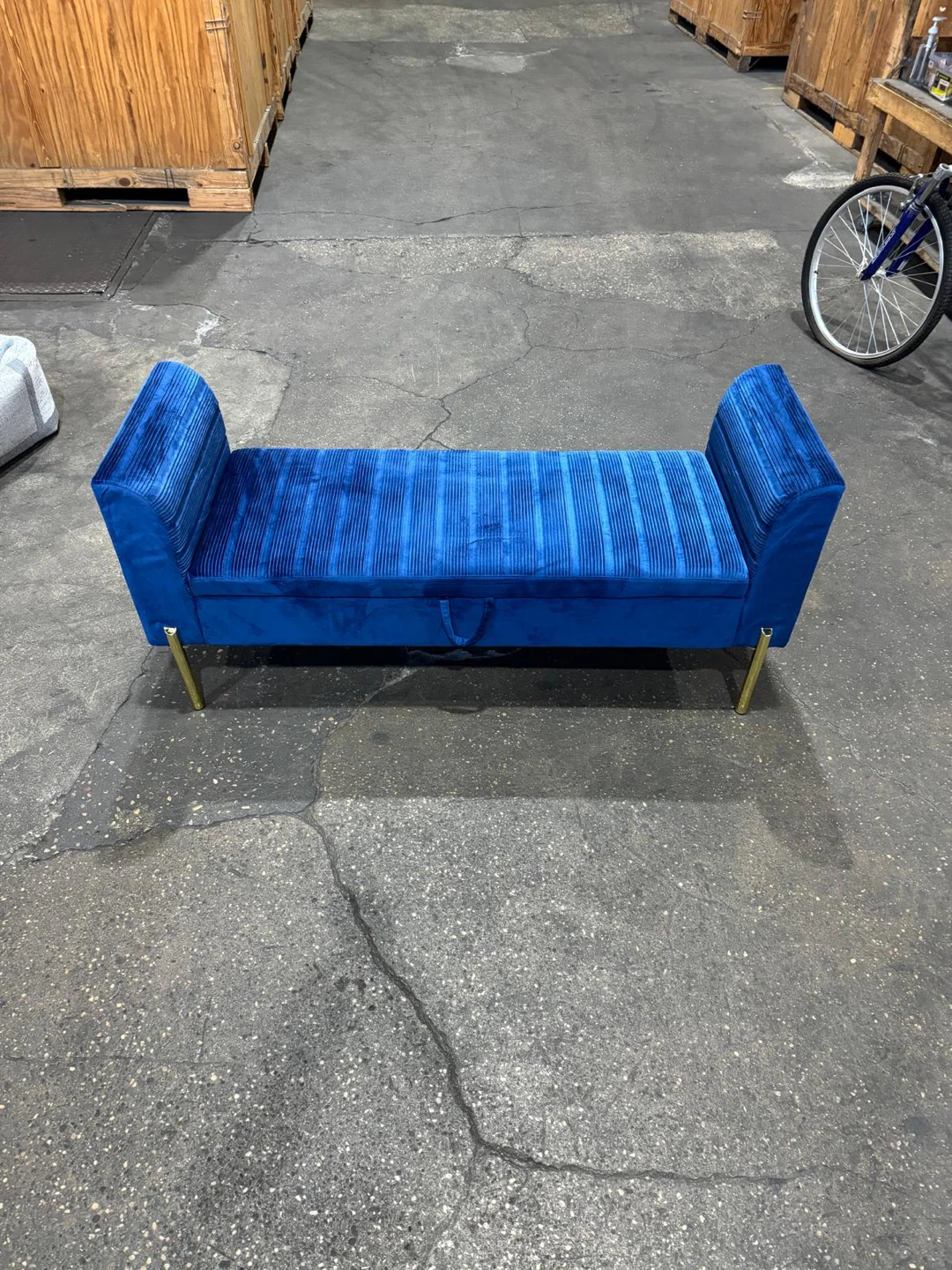 Blue Velvet Storage Bench - photo 3