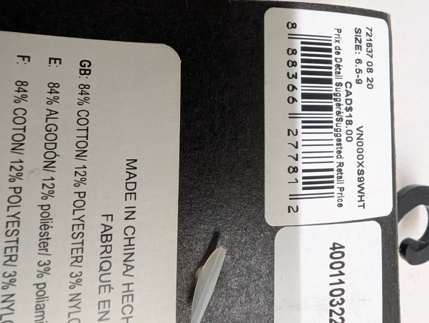 Vans Off The Wall White Socks Size 6.5-9 image indicator(2)