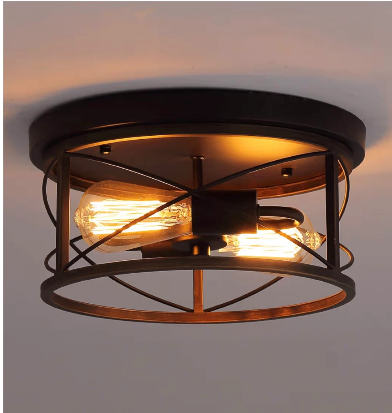 New Farmhouse Flush Mount Ceiling Light, Bronze