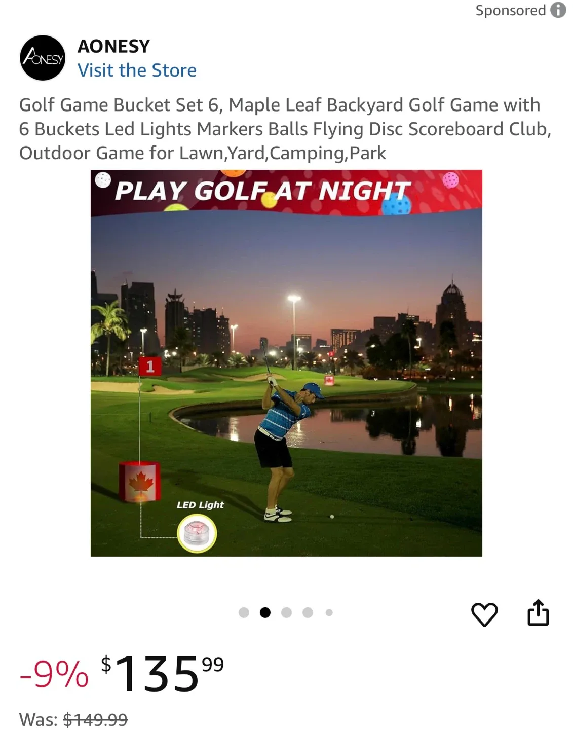 Golf Game Bucket Set 6, Led Lights, Scoreboard,Golf Practice image indicator(6)