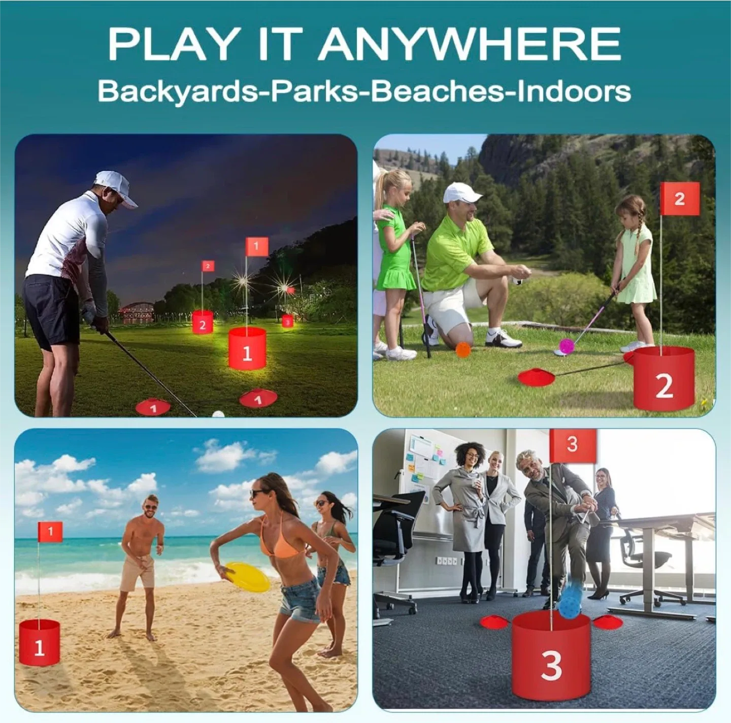 Golf Game Bucket Set 6, Led Lights, Scoreboard,Golf Practice image indicator(7)