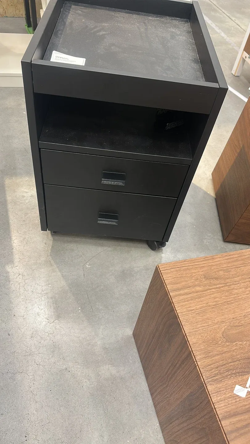 Black Dresser with Two Drawers image indicator(2)