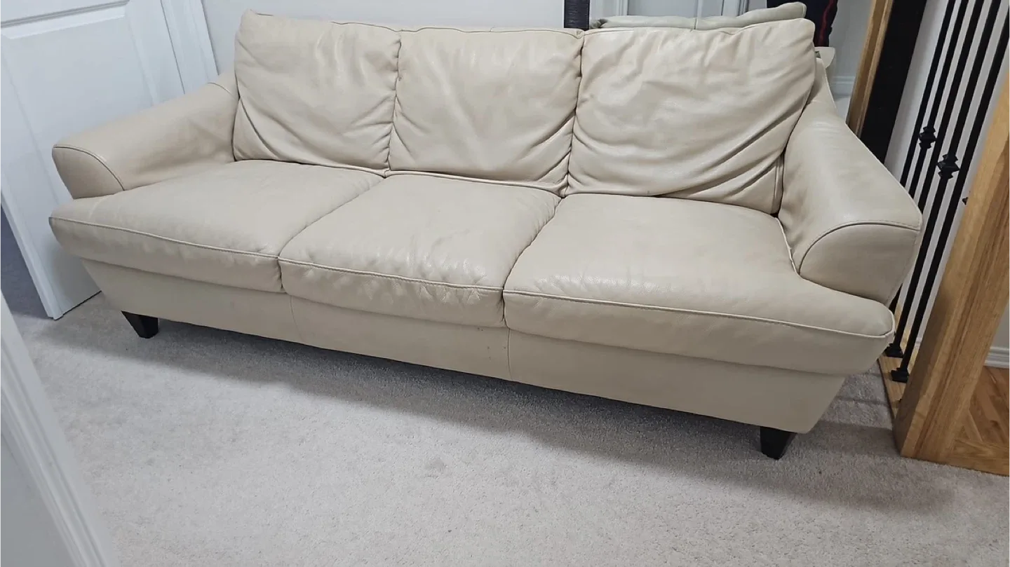 Beige Leather Sofa - Great Condition! image indicator(2)