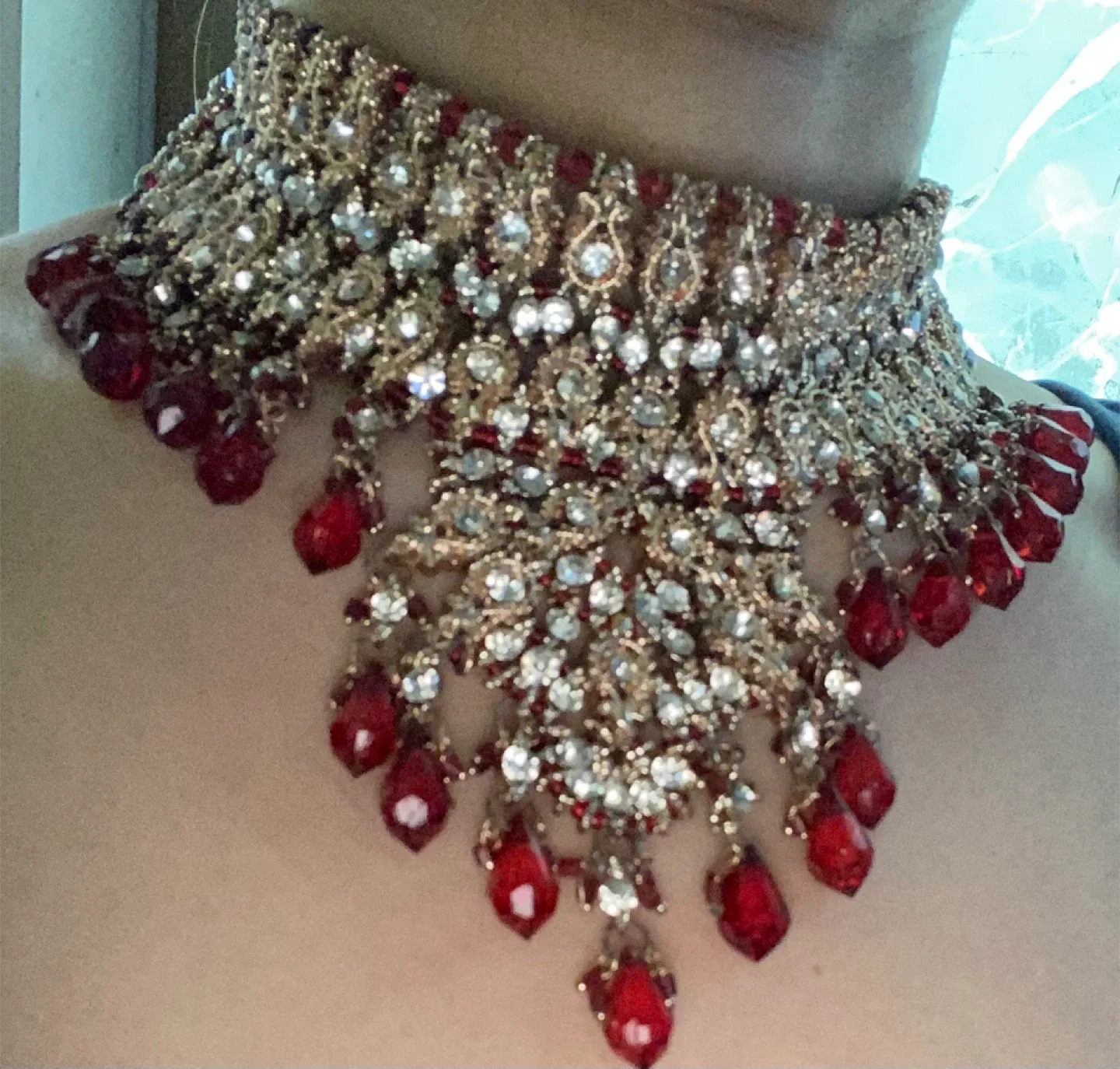 Statement Necklace - Red & Gold image indicator(2)