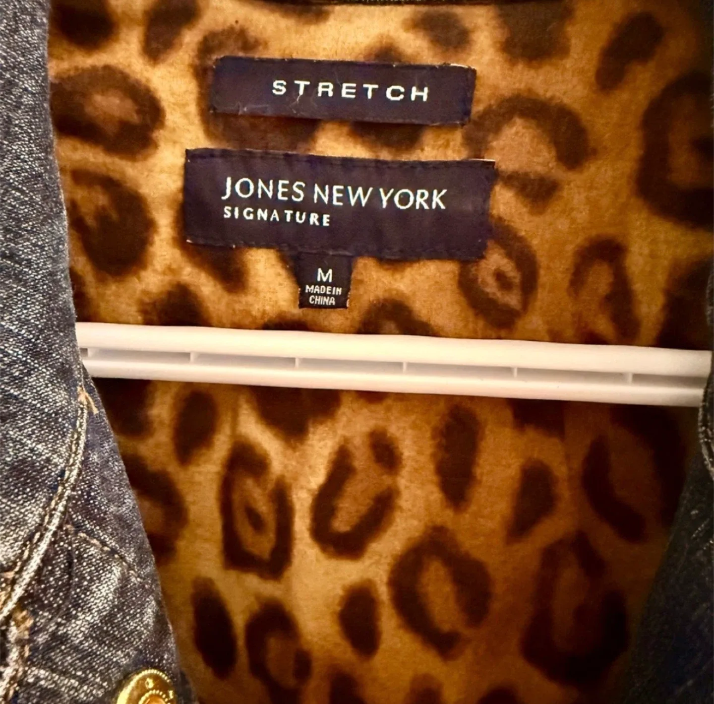 Jones New York Stretch Blue Denim Leopard Print Jacket image indicator(4)