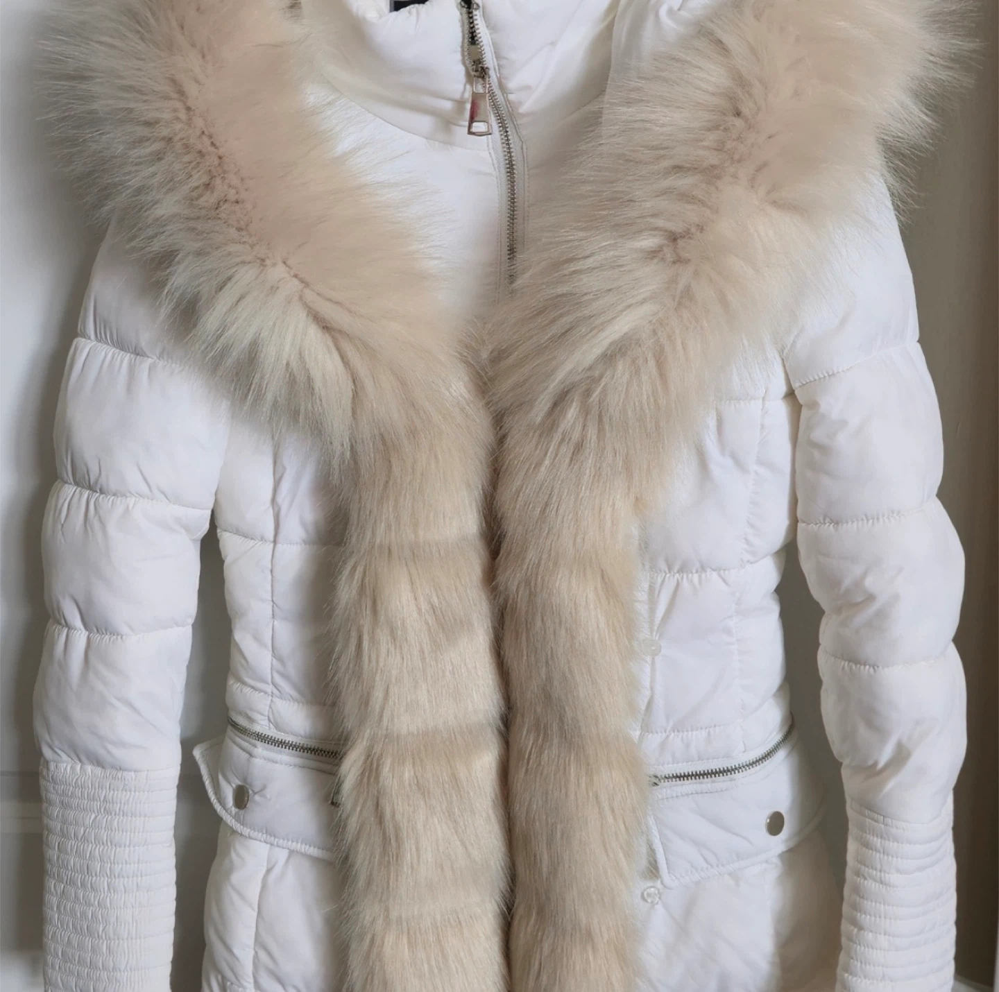 NWOT Y2K Le Chateau White Puffer Winter Coat Faux Fur Trim - photo 2