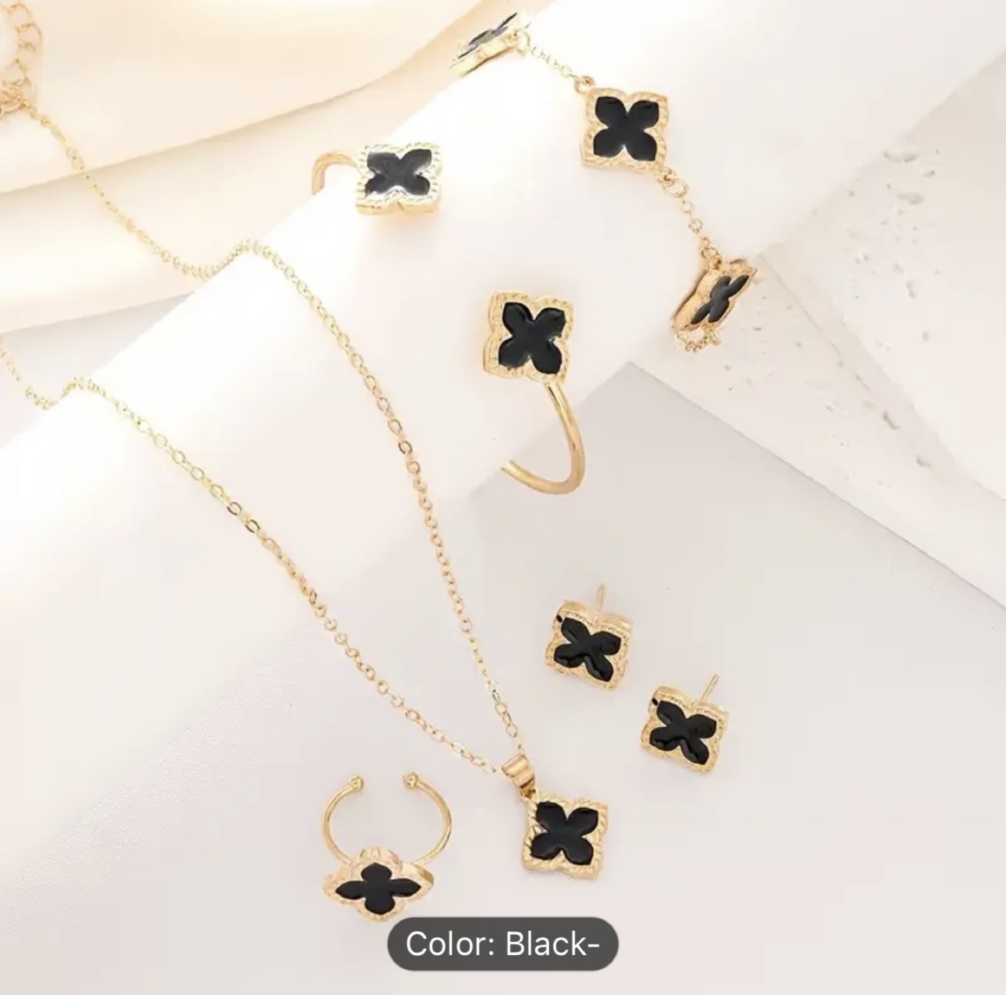 Clover Jewellery Set - Necklace, Bracelet, Ring, Earrings - photo 2
