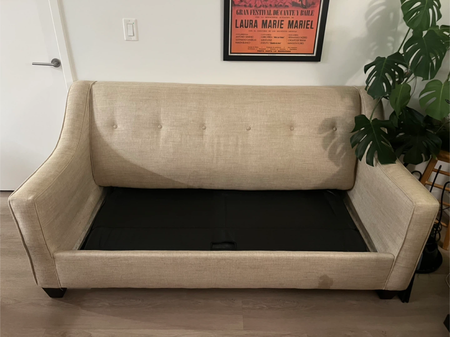 Modern Beige Pull Out Sofa Bed - photo 3