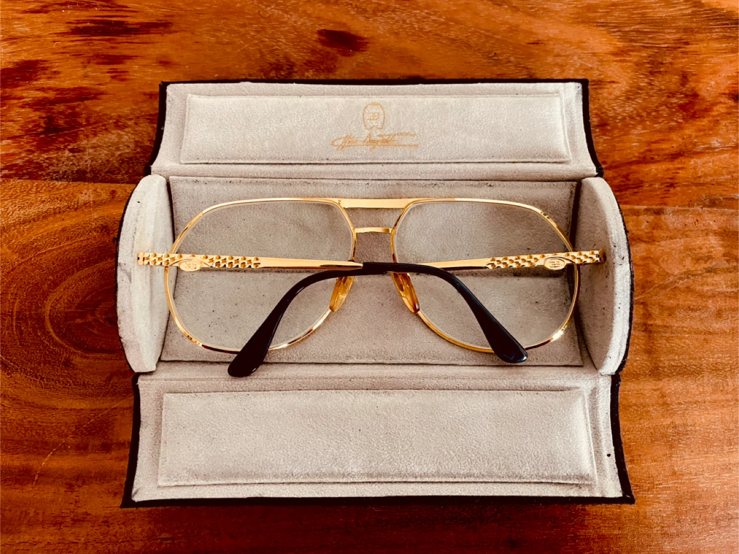 Authentic Vintage Ettore Bugatti 502 0201 Gold Aviator Glasses - photo 4