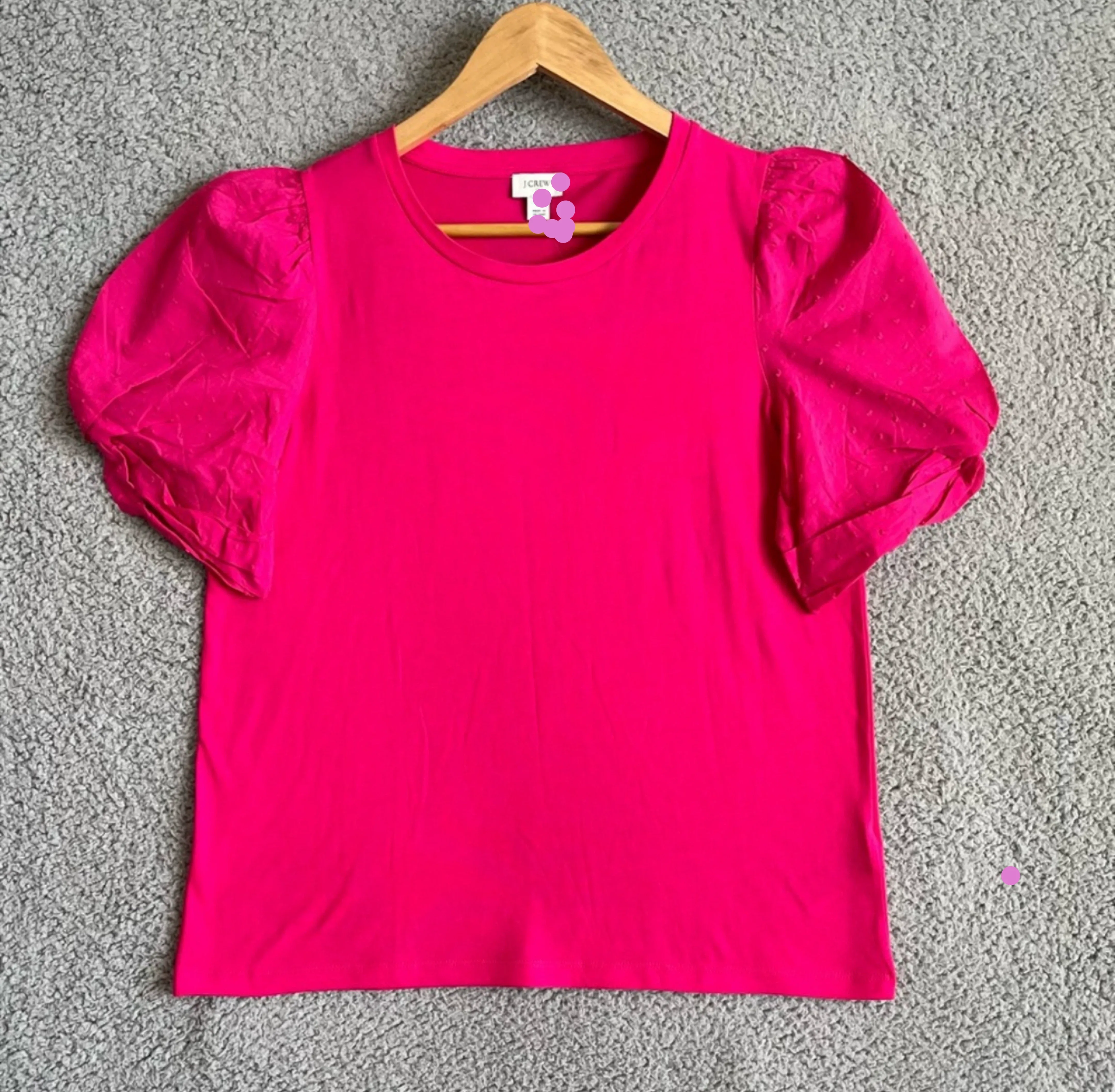 J.Crew Pink Puff Sleeve Top - Size Small thumbnail