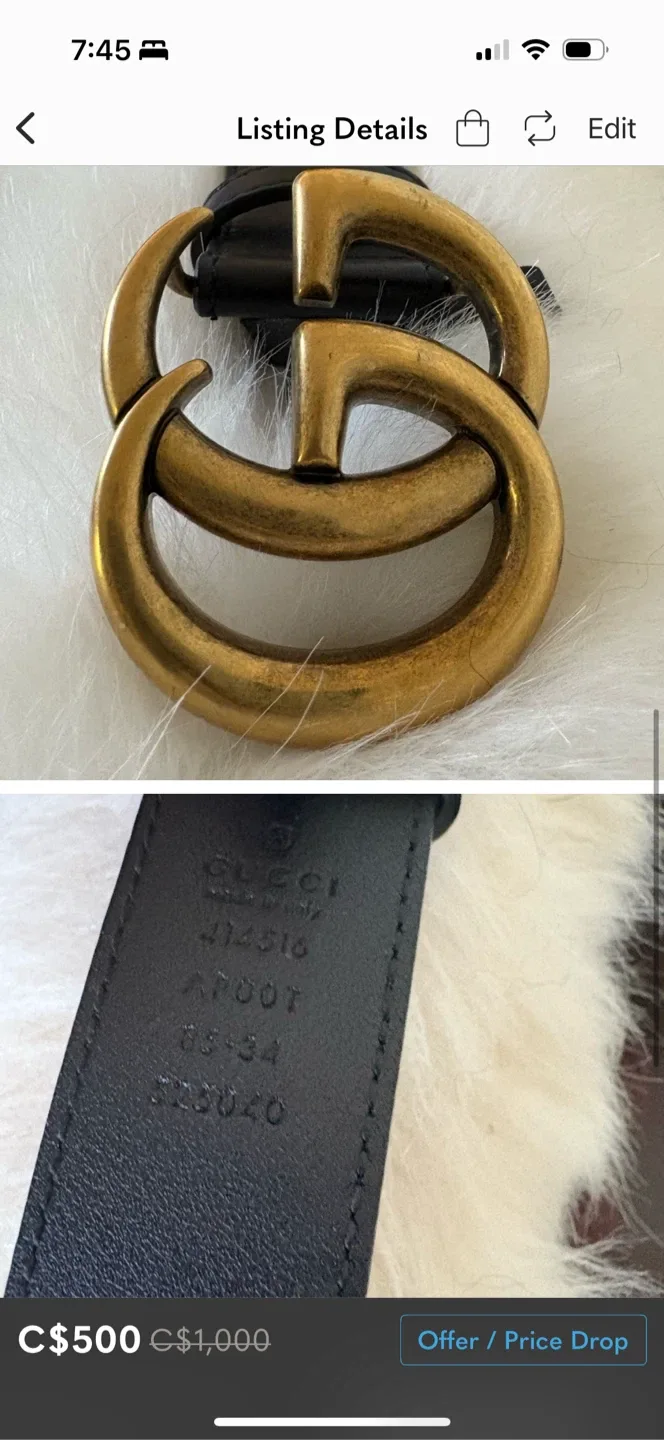 Gucci Black Leather Belt with Gold Buckle image indicator(4)