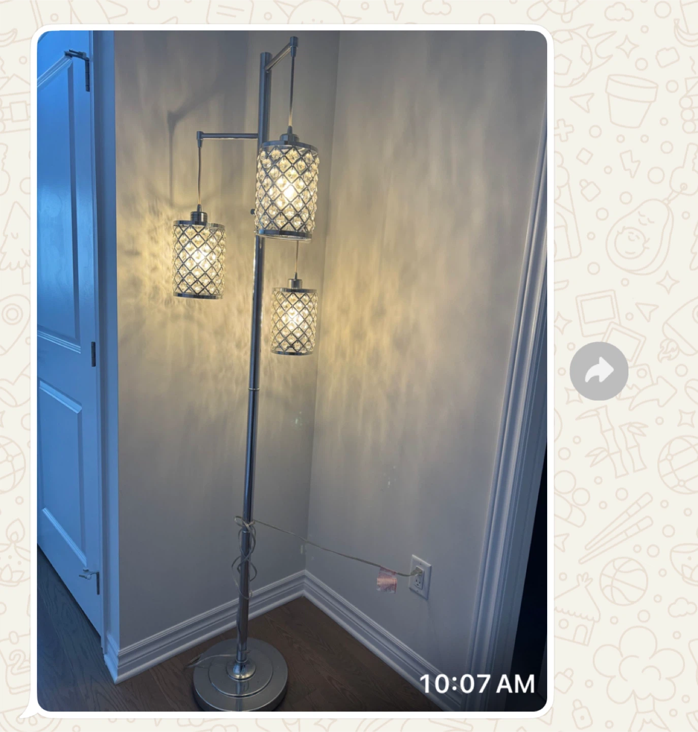 Silver Floor Lamp with Crystal Shades