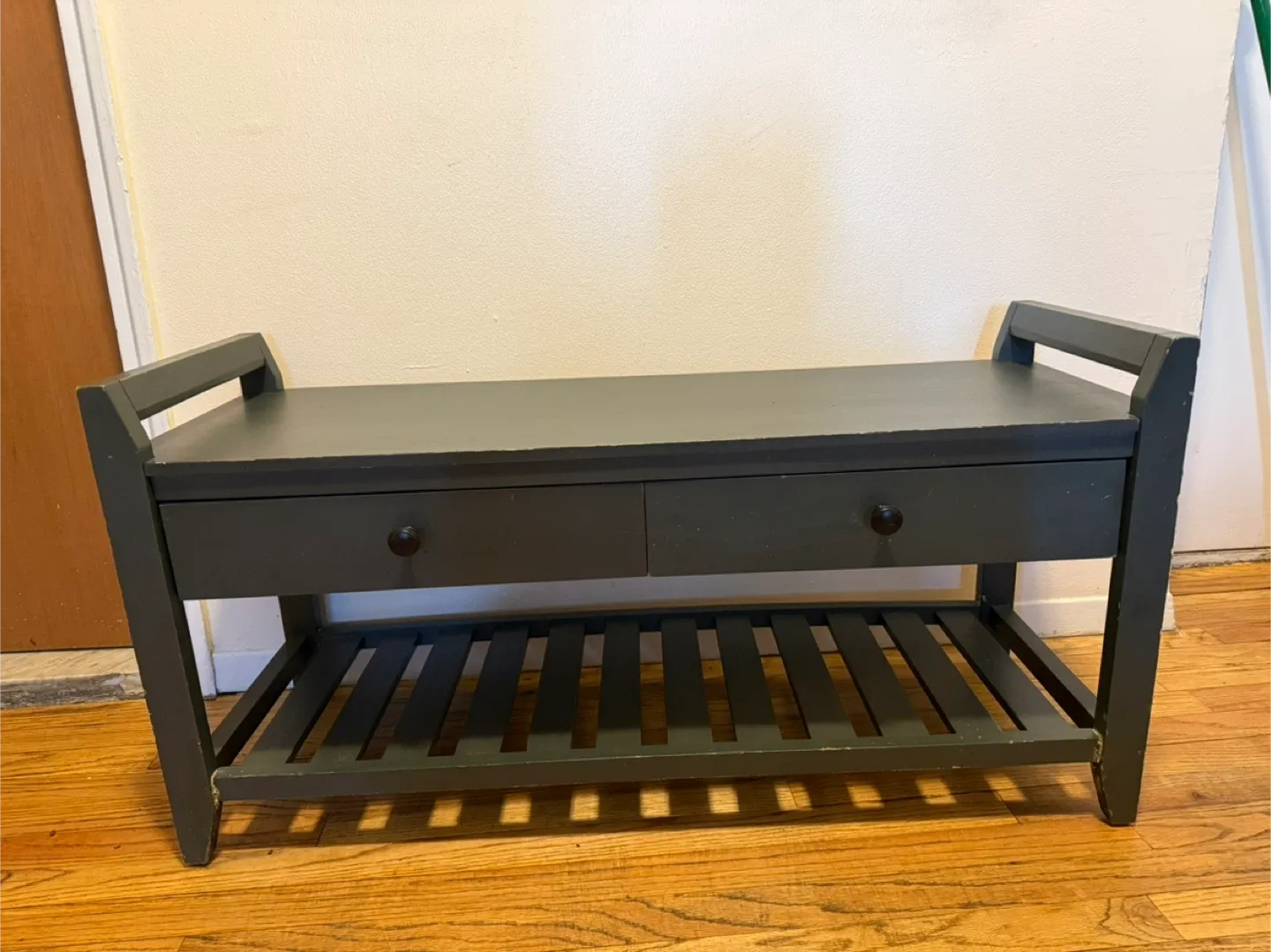 Dark Blue Entryway Bench with Storage image indicator(2)