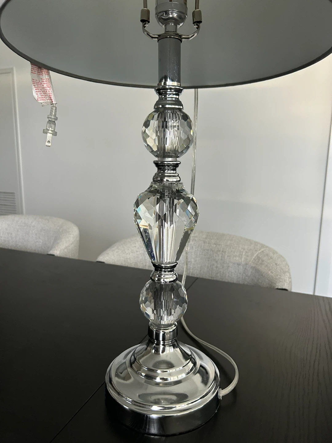 2 Crystal Lamps with Grey Shade