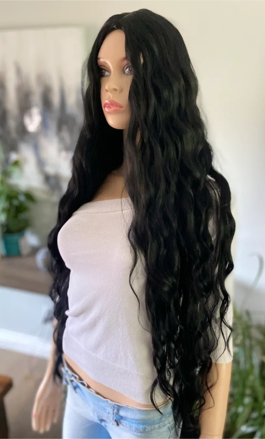 NEW: 3-ft Long Wavy Black Synthetic Cosplay Wig (2313-1343) image indicator(3)