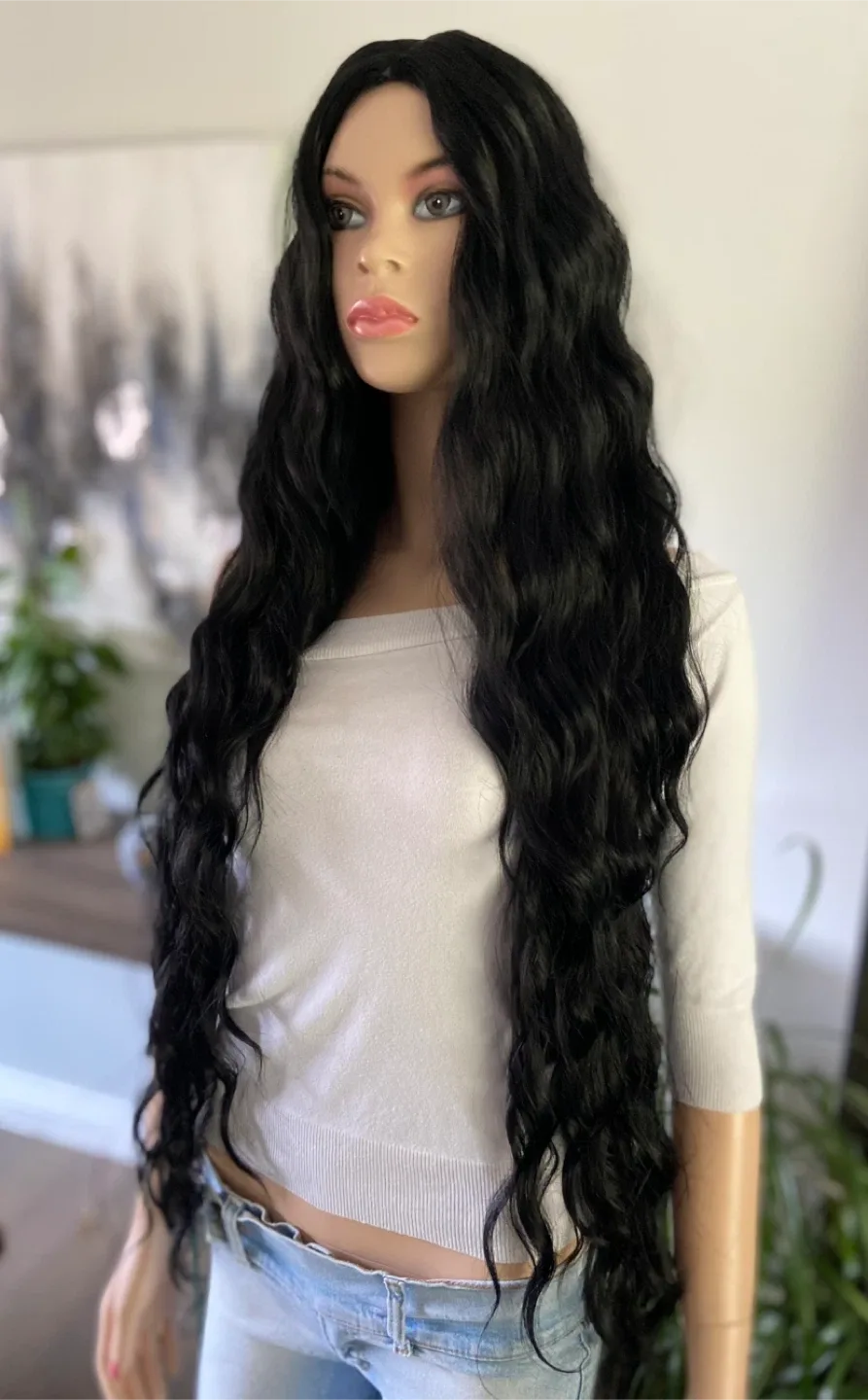 NEW: 3-ft Long Wavy Black Synthetic Cosplay Wig (2313-1343) image indicator(5)
