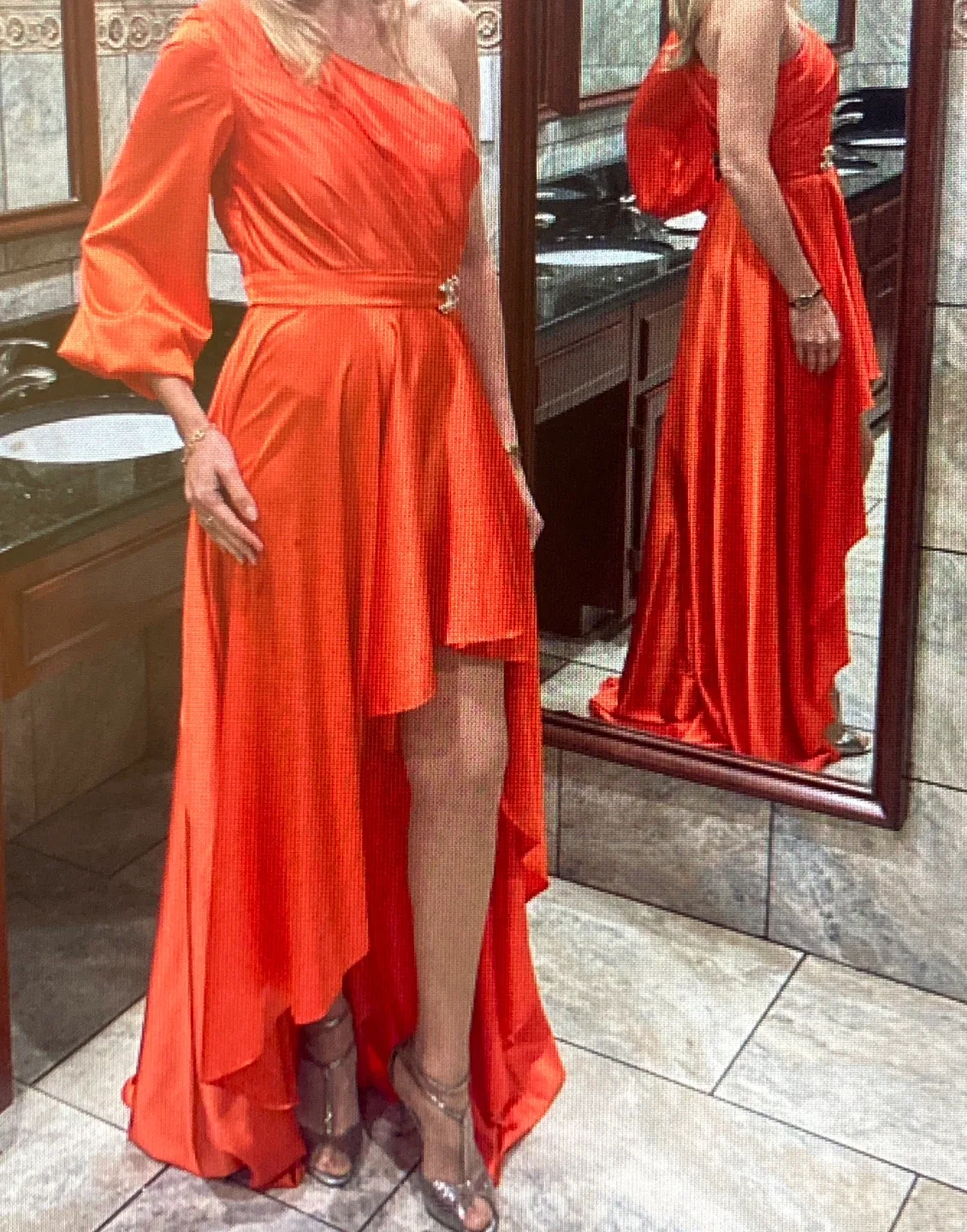 Mac Duggal Orange One-Shoulder Dress - Size 2 image indicator(3)