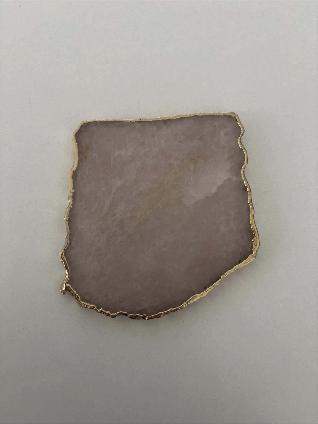 Rose Quartz Coaster with Gold Trim thumbnail