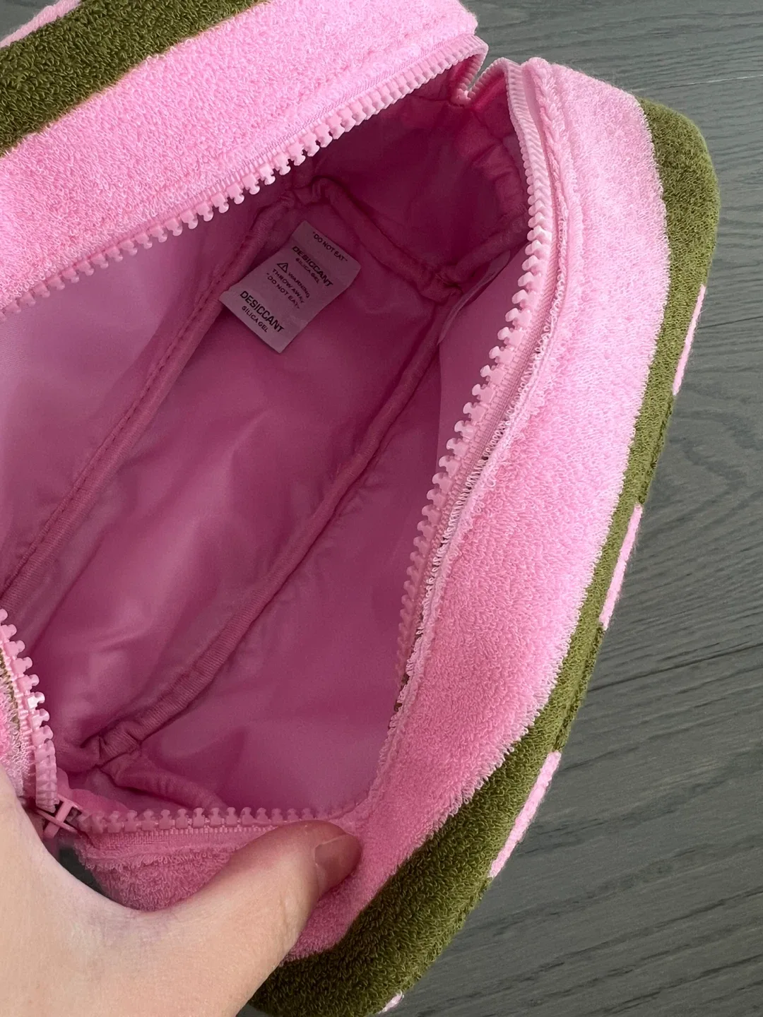 Pink & Green Striped Beauty Bag image indicator(4)