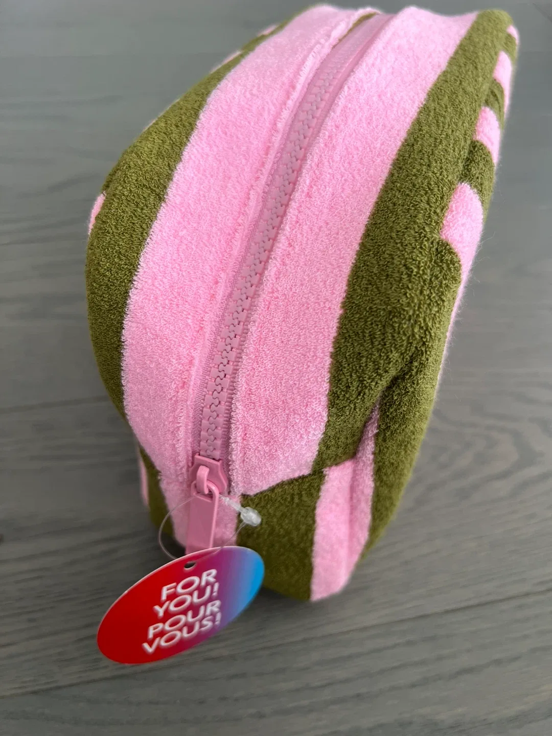 Pink & Green Striped Beauty Bag image indicator(2)