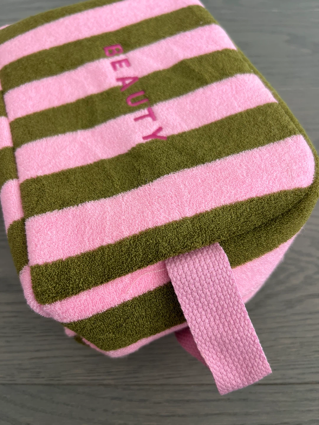 Pink & Green Striped Beauty Bag - photo 3