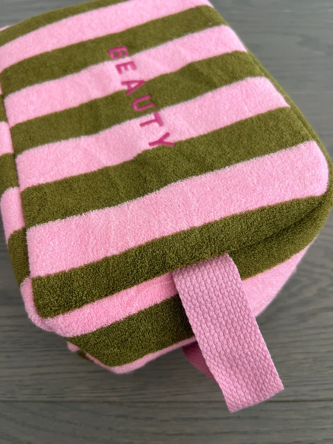 Pink & Green Striped Beauty Bag image indicator(3)