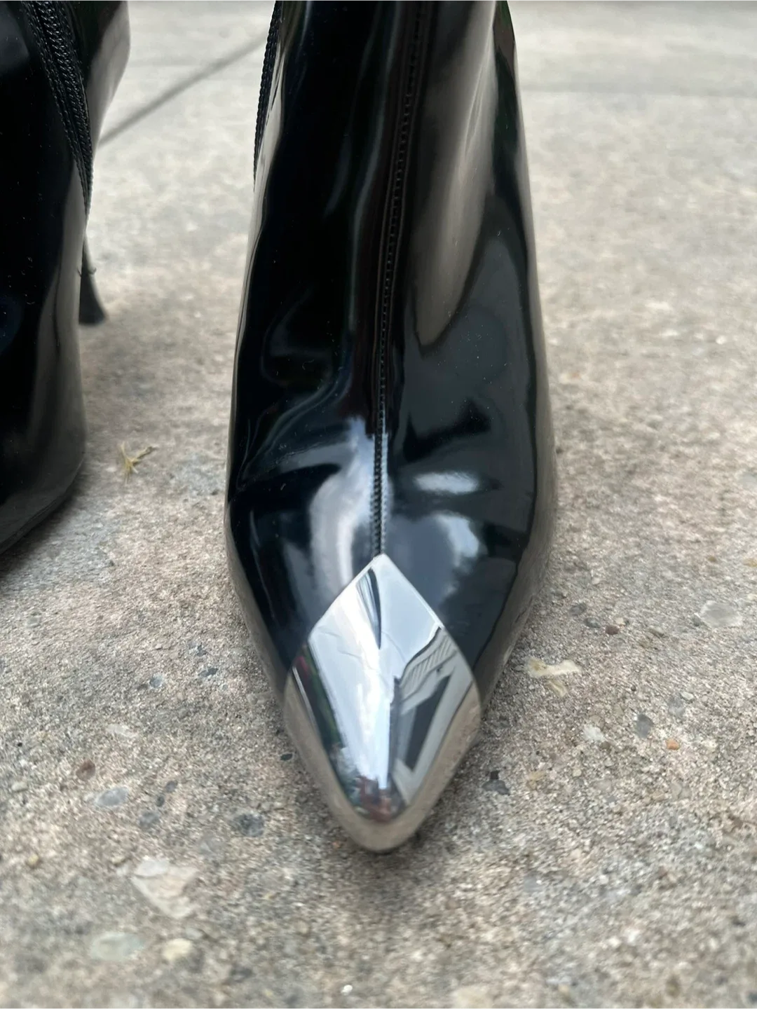 Black Ankle Boots with Silver Toe image indicator(2)
