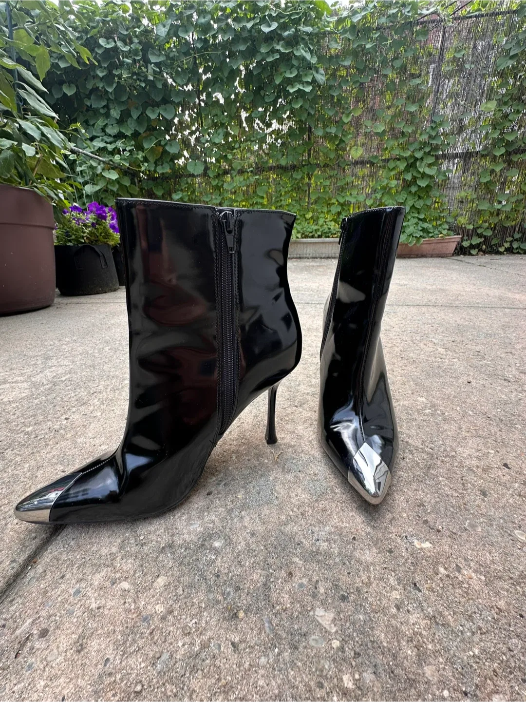Black Ankle Boots with Silver Toe image indicator(4)