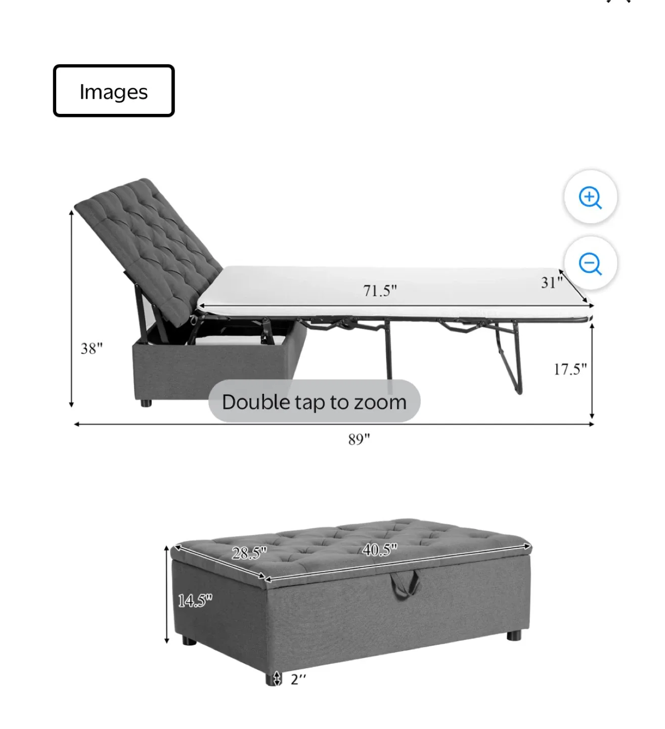 Folding ottoman center table .