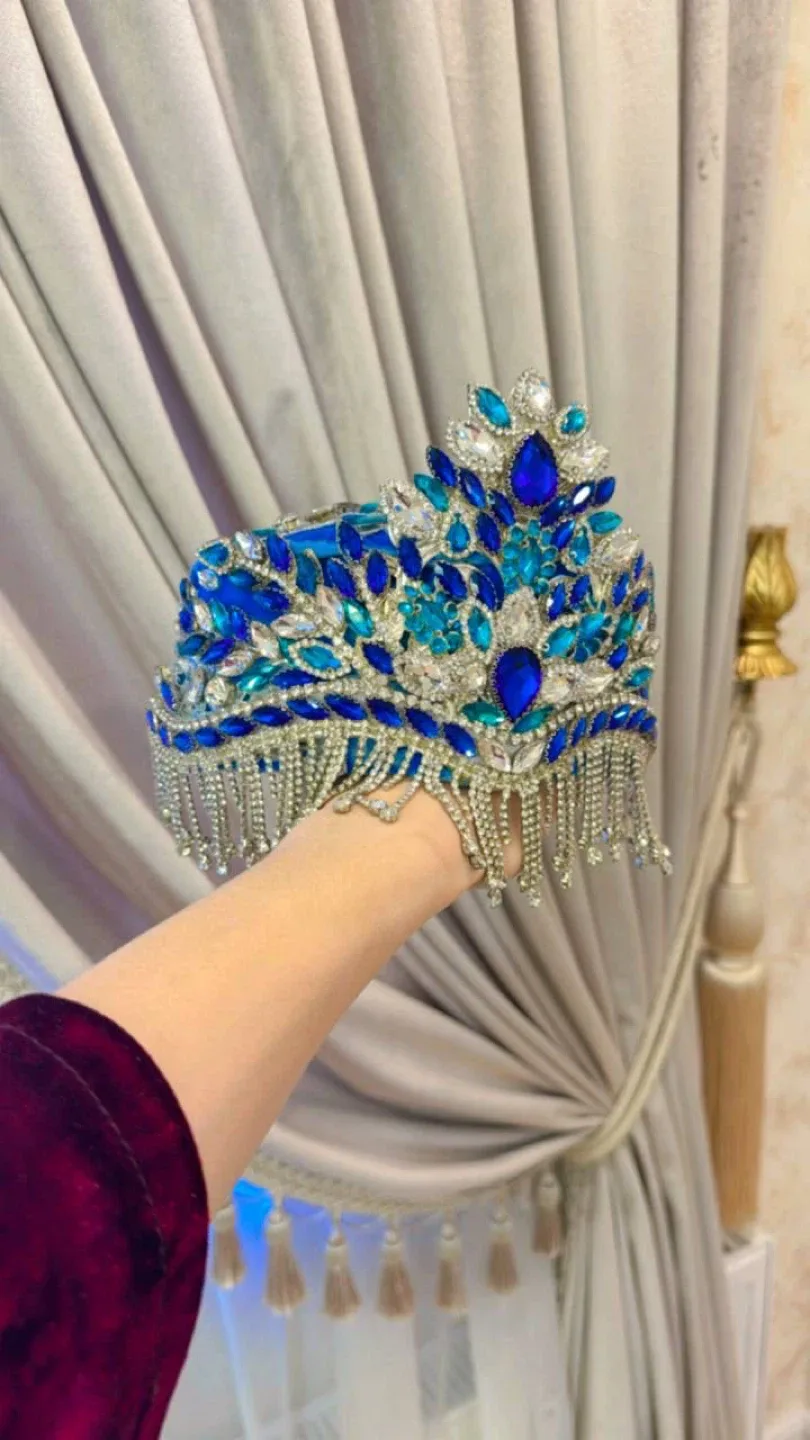 Blue Embellished Dress, Crown, and Jewelry Set image indicator(3)