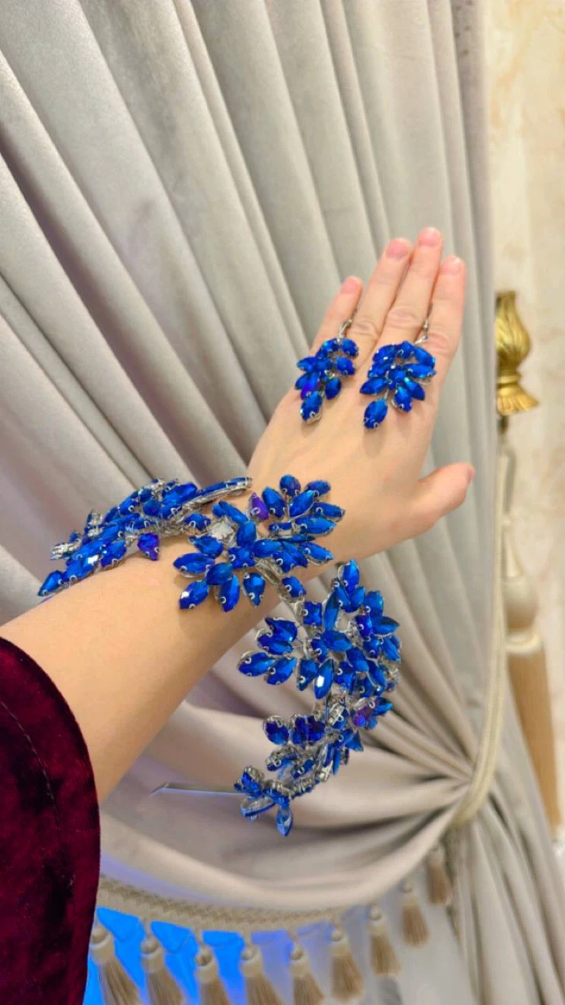 Blue Embellished Dress, Crown, and Jewelry Set - photo 4