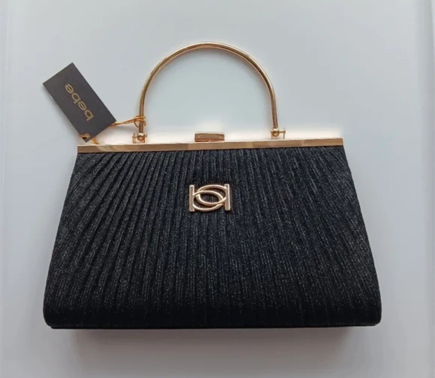 Bebe Black & Gold Clutch Purse thumbnail