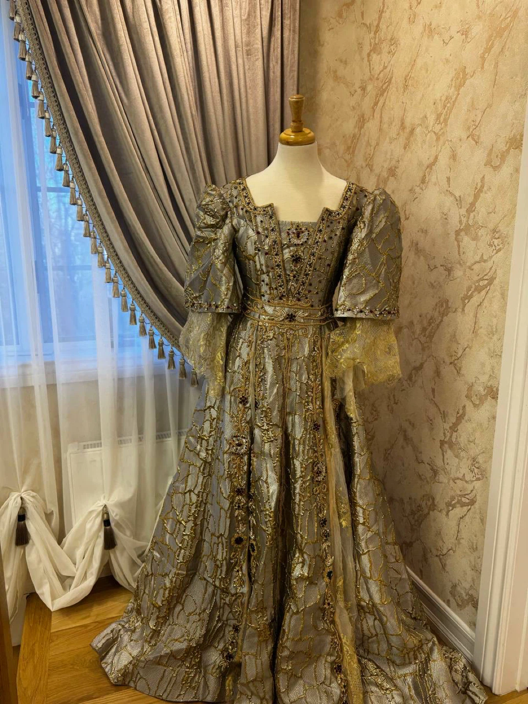 Gold dress with headpiece