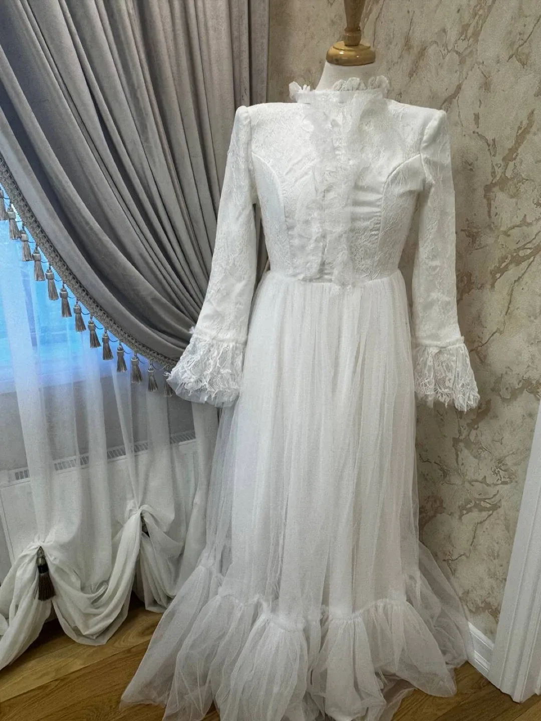 Vintage White Dress with Embellishments image indicator(2)