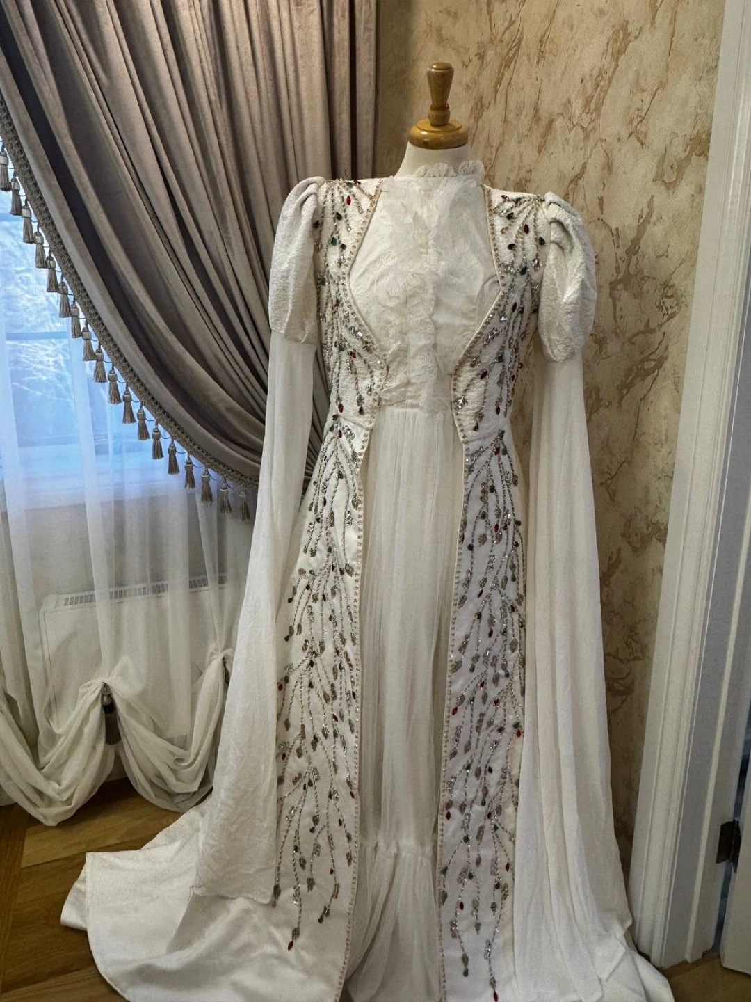 Vintage White Dress with Embellishments