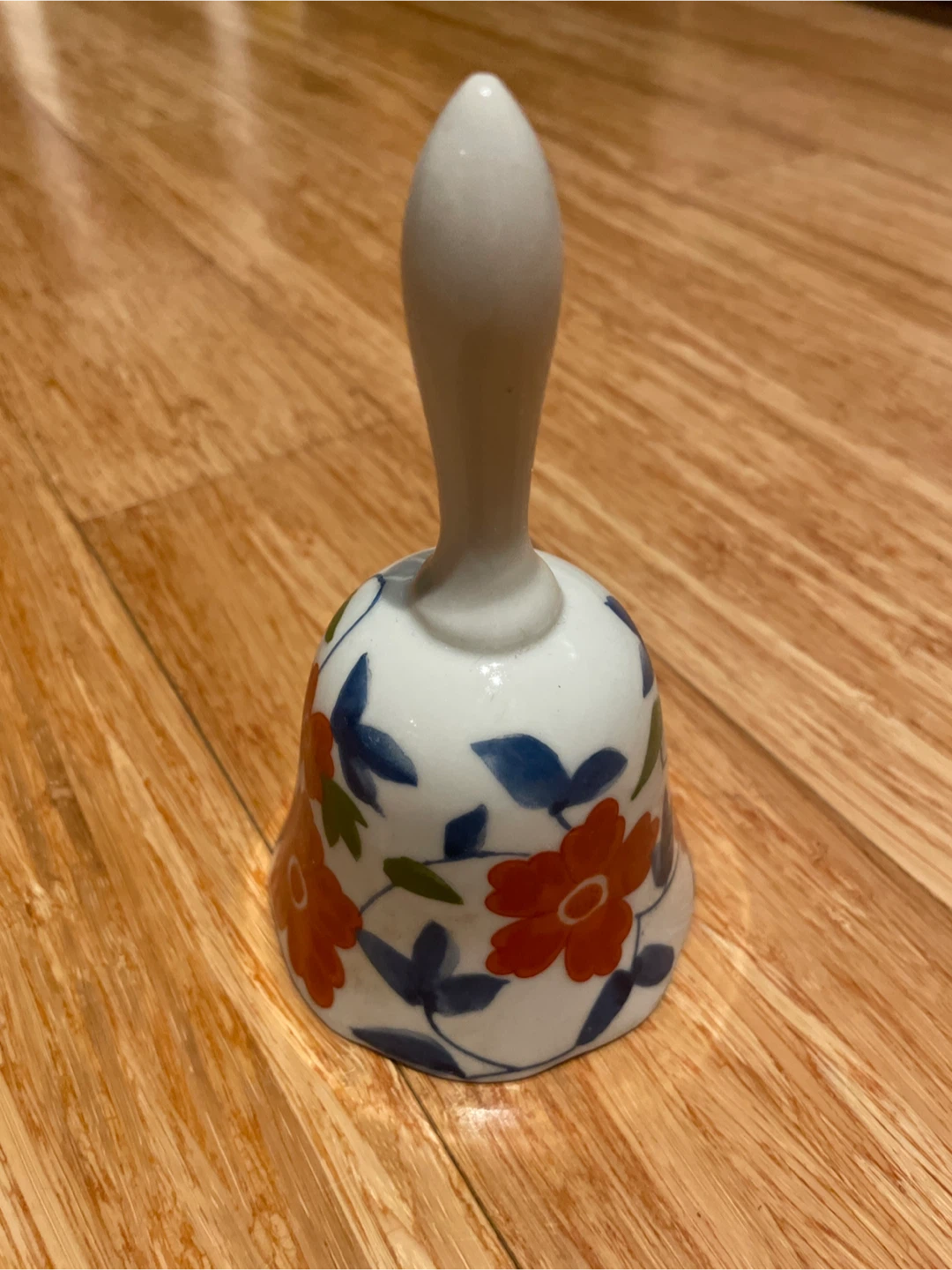 Vintage Japanese Floral Ceramic Hand Bell