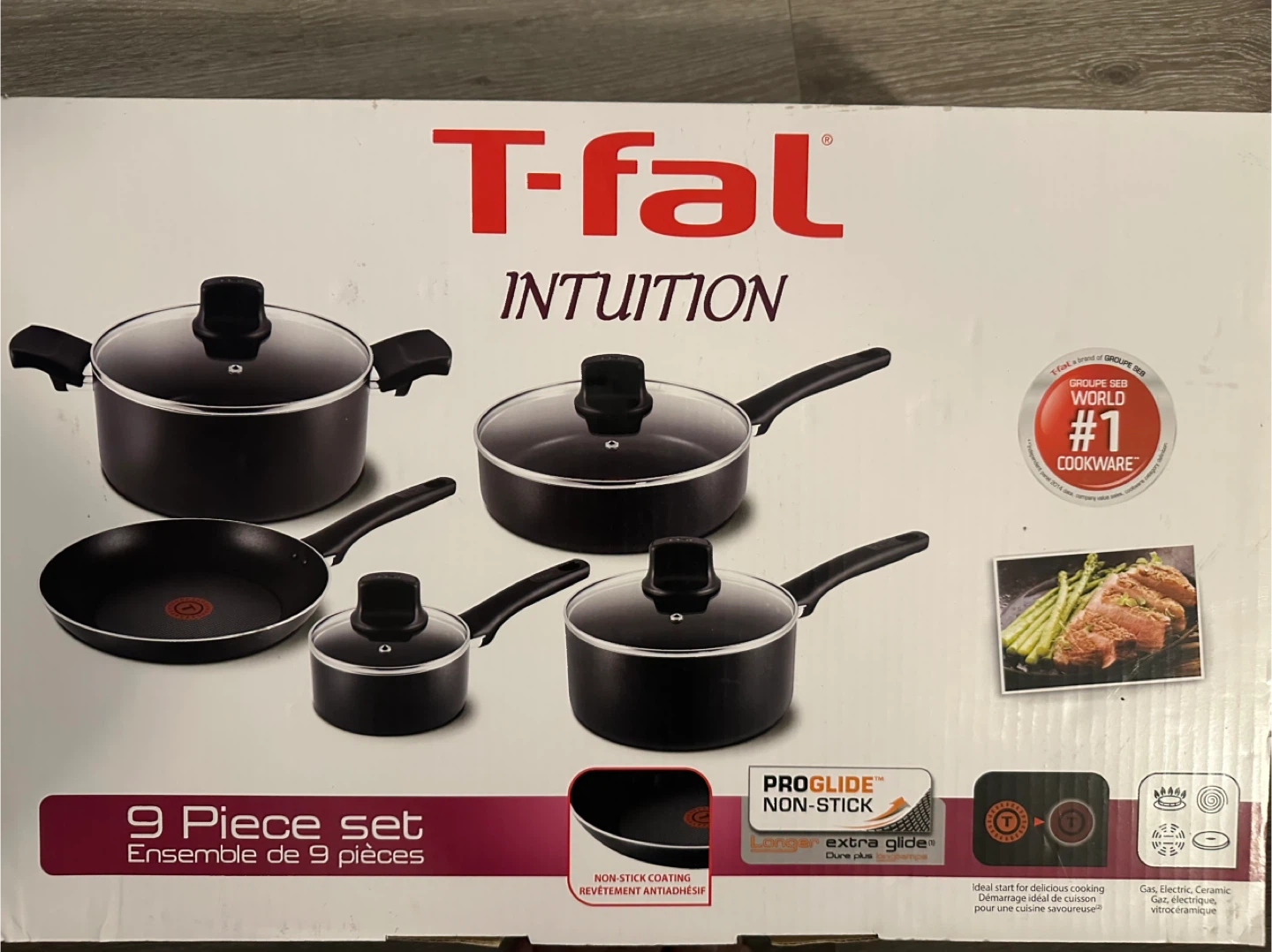 T-fal Intuition 9 Piece Cookware Set - Non-Stick