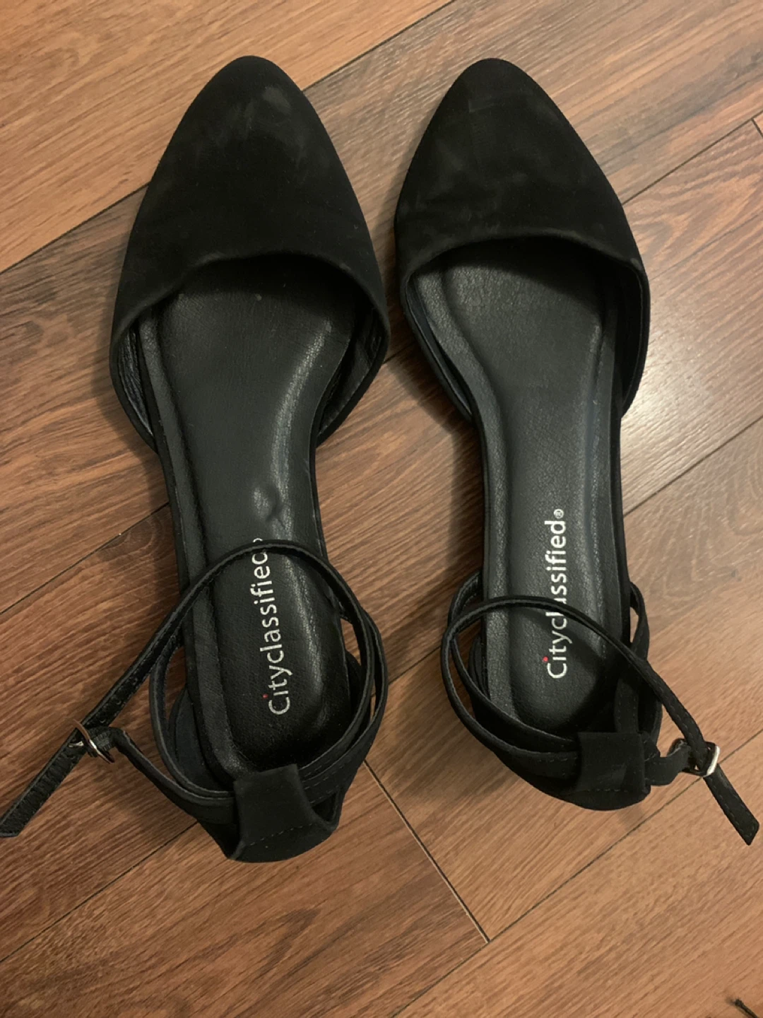 City Classified Black Ankle Strap Flats,size 7 - photo 3