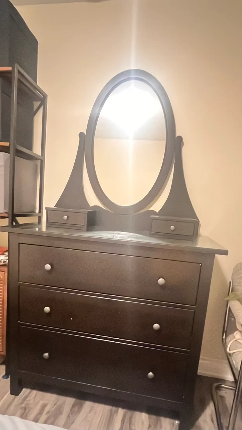 Dark Brown Dresser with Mirror image indicator(2)