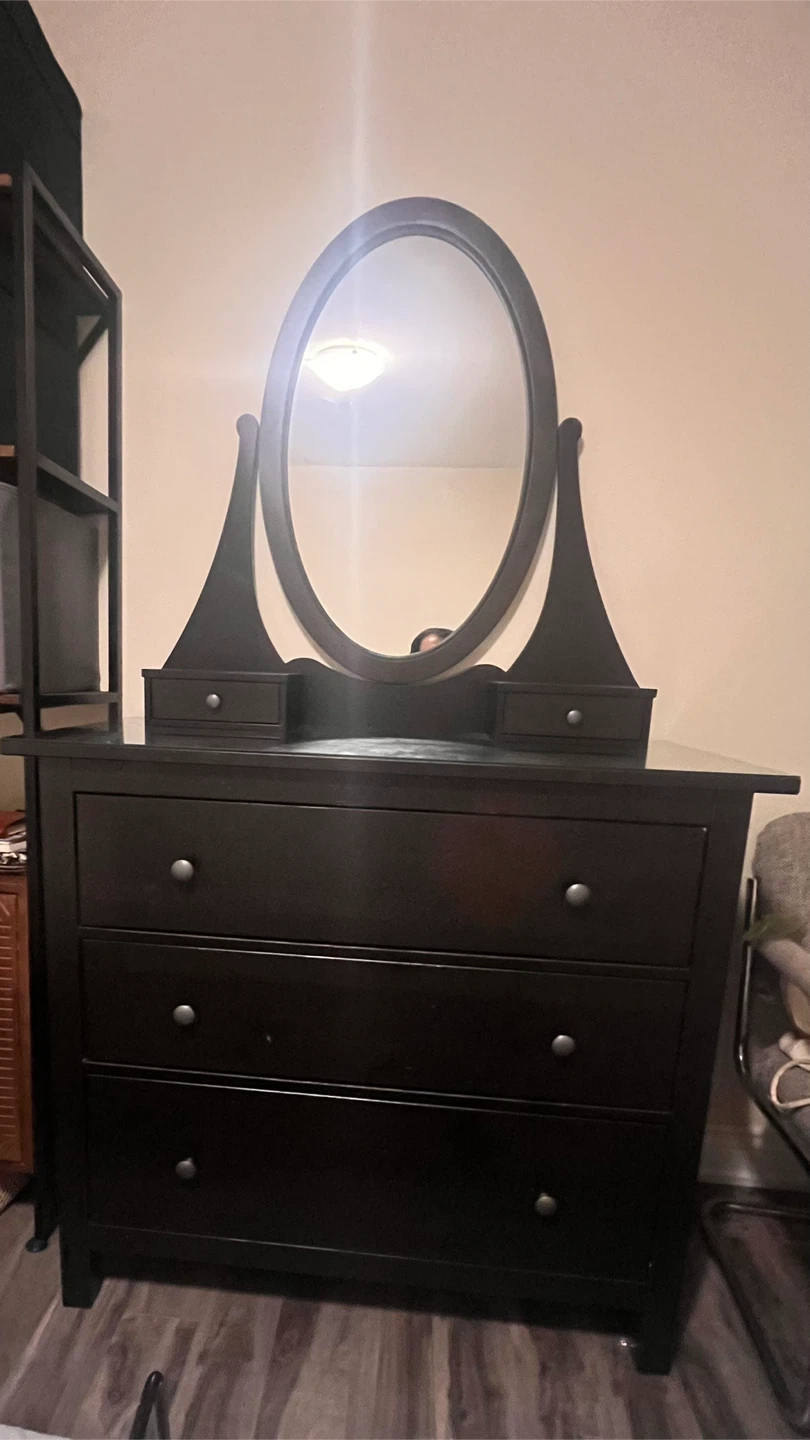 Dark Brown Dresser with Mirror