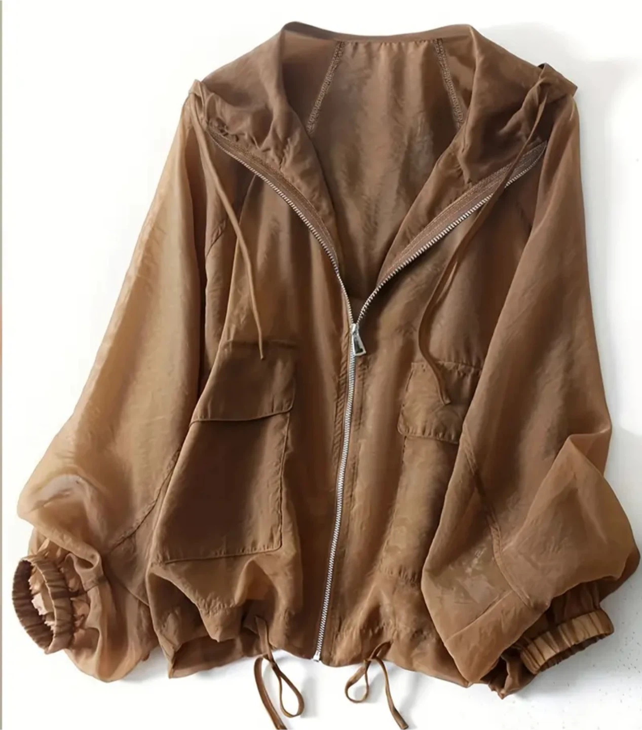 Brown Sheer Hooded Jacket - photo 3