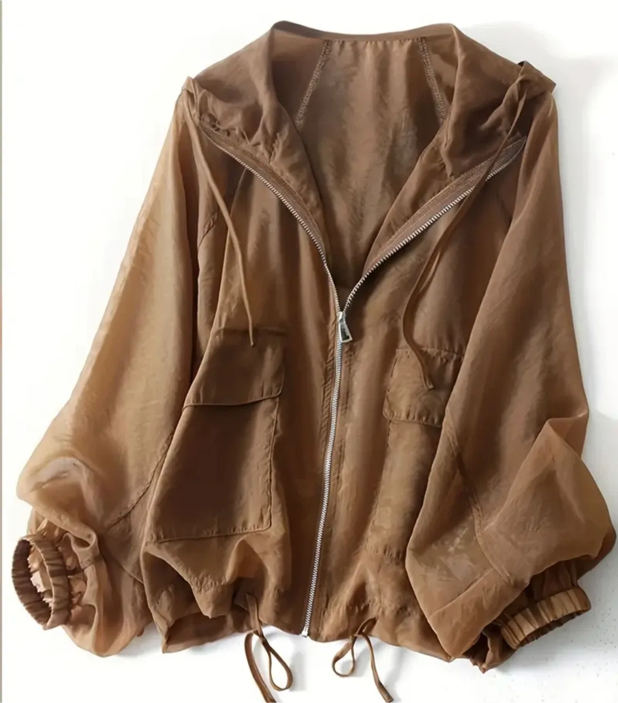 Brown Sheer Hooded Jacket image indicator(3)
