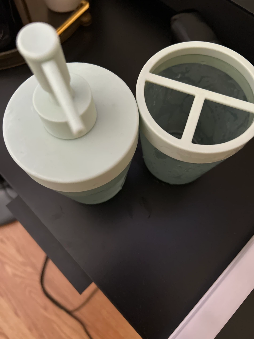 Bathroom Set - Soap Dispenser and Toothbrush Holder