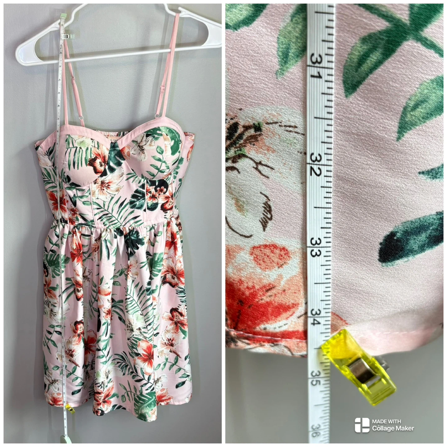 BOG Collective Pink Floral Sundress Sweetheart Neckline Sz L - photo 4