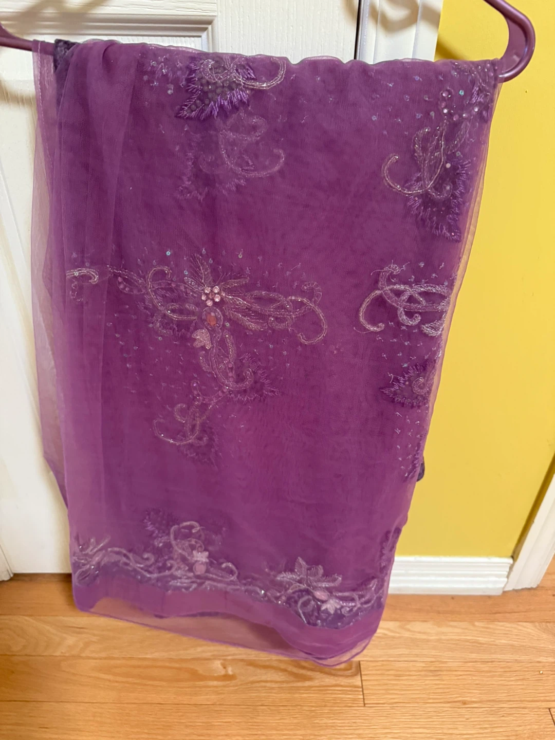 Purple Embroidered Sari with Blouse - photo 5