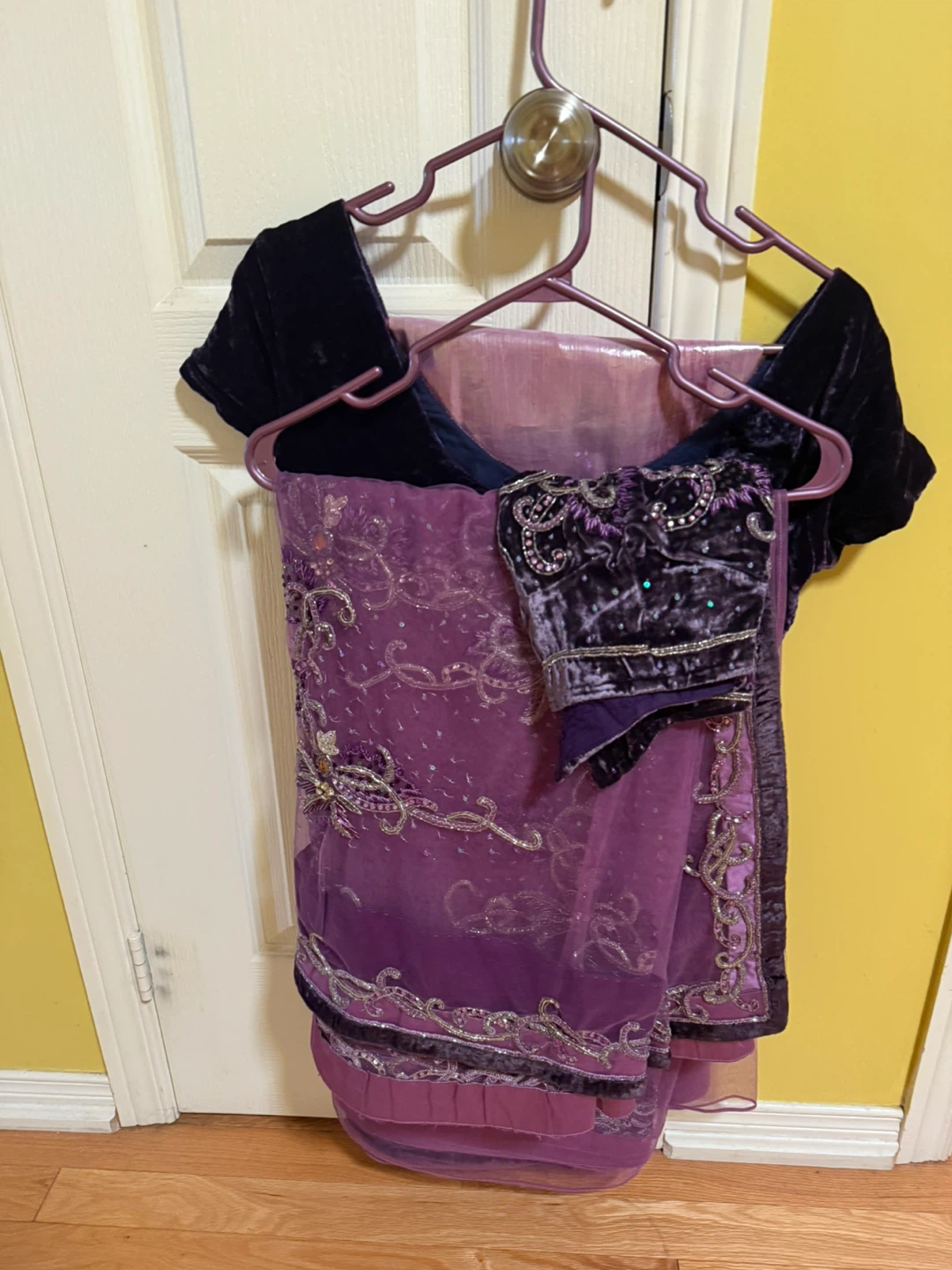 Purple Embroidered Sari with Blouse